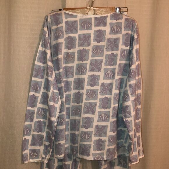 SPA Collection M/L Studio B 💯 Cotton Seashell Button Down Satin Trim PJ Set - Picture 3 of 16